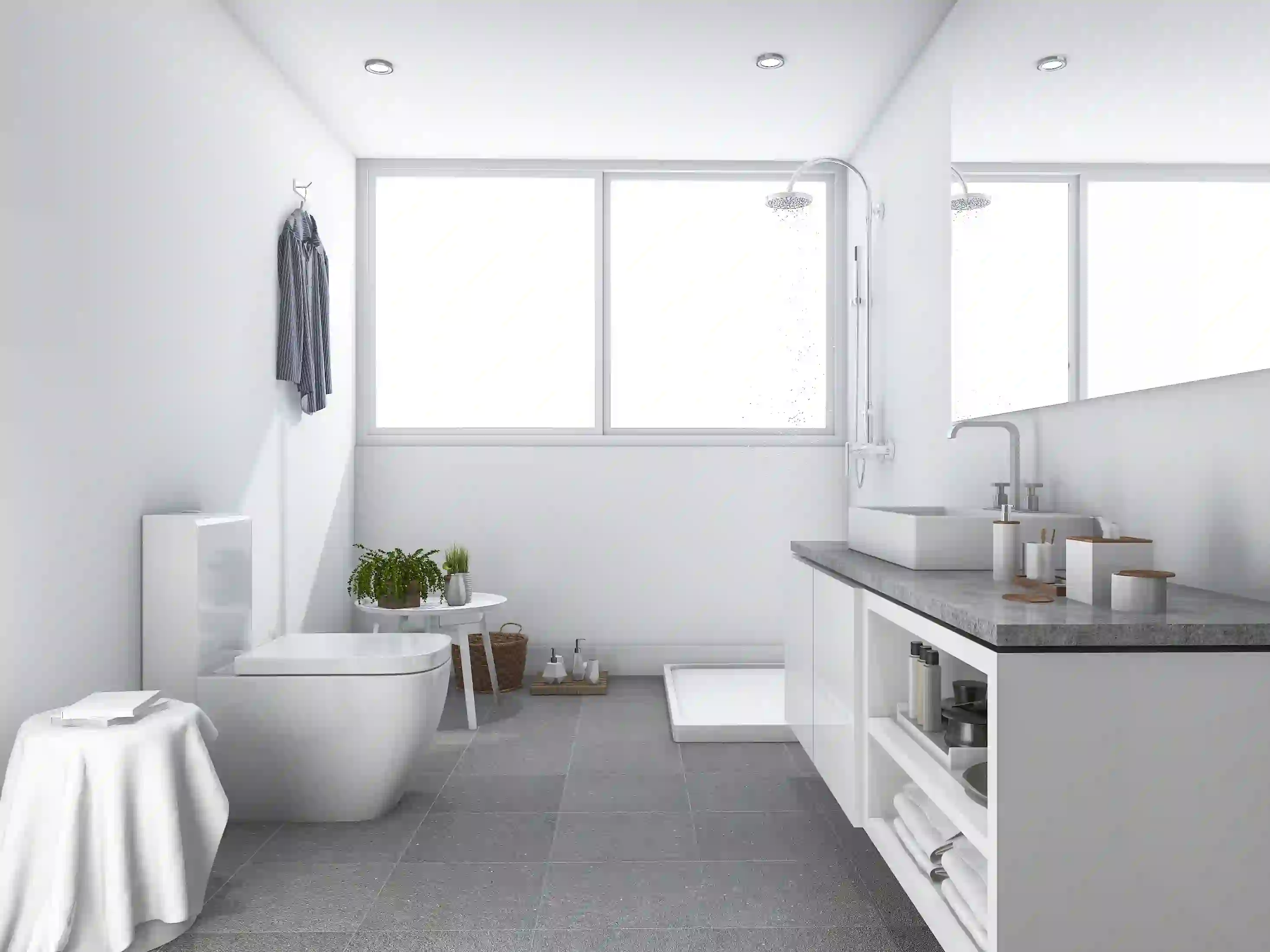Bright and clean bathroom interior design